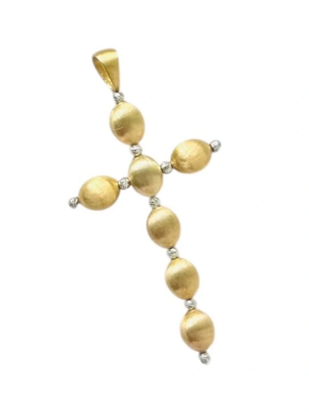 Bronze Milor Italy Gold Double Stranded Satin Cross Pendant Necklace
